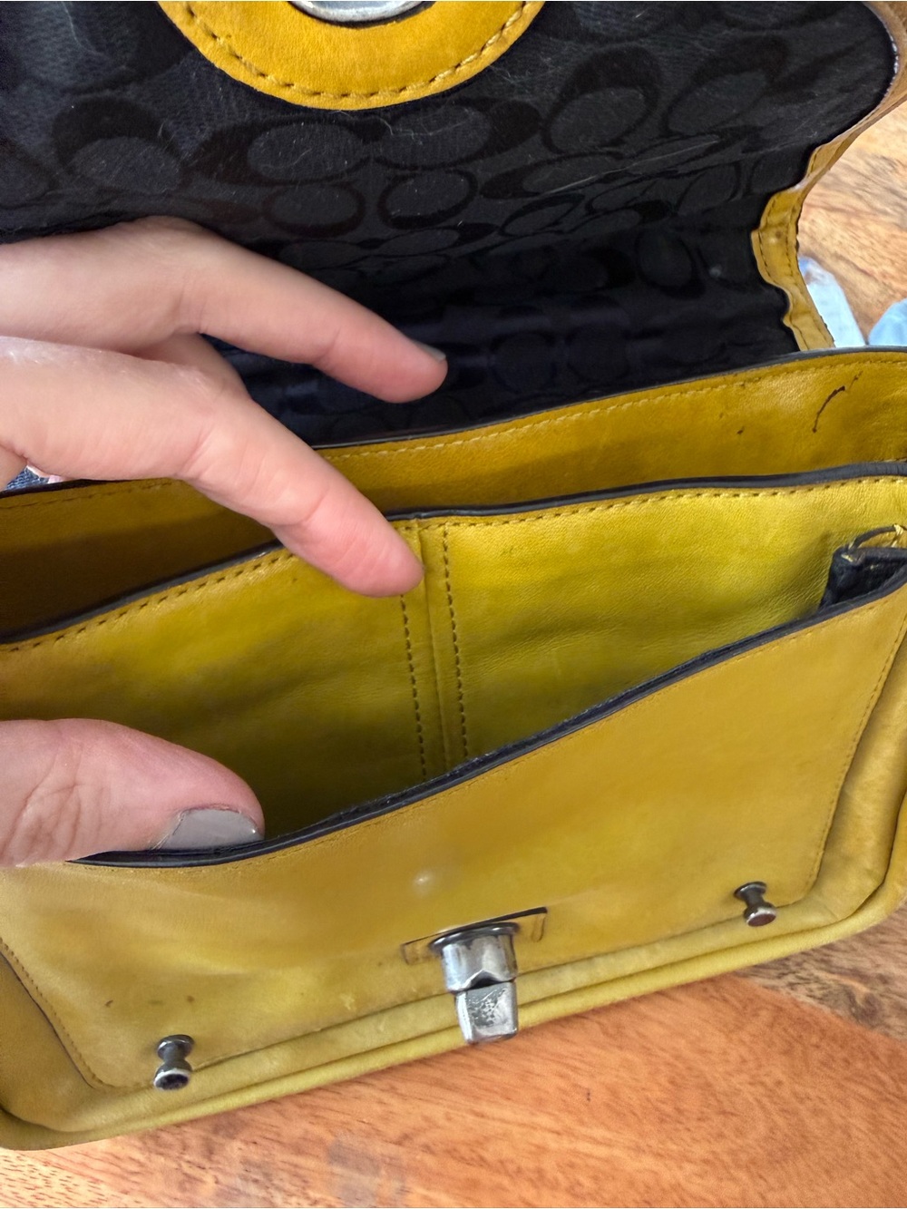 Coach Yellow Leather Satchel with Top Handle - Picture 3 of 16